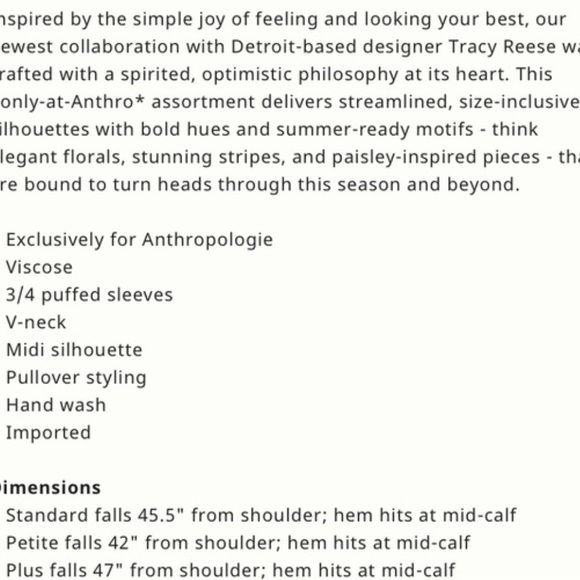 NWT Anthropologie / Plenty by Tracy Reese Puff-Sleeve Midi Dress, 1X - Picture 4 of 4